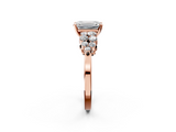 Rose gold Emerald Cluster Diamond Engagement Ring with Pavé Band and Four-Prong Setting_84