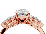 Rose gold Emerald Cluster Diamond Engagement Ring with Pavé Band and Four-Prong Setting_86