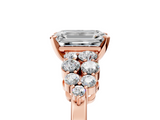 Rose gold Emerald Cluster Diamond Engagement Ring with Pavé Band and Four-Prong Setting_87