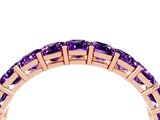 Rose gold Emerald Cut Amethyst Eternity Band with Shared Prong Setting_10