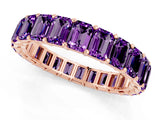 Rose gold Emerald Cut Amethyst Eternity Band with Shared Prong Setting_7