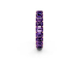 Rose gold Emerald Cut Amethyst Eternity Band with Shared Prong Setting_8