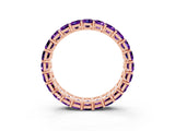 Rose gold Emerald Cut Amethyst Eternity Band with Shared Prong Setting_9