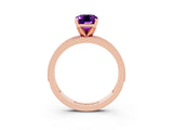 Rose gold Emerald Cut Amethyst Milgrain Pavé Engagement Ring with Four-Prong Setting_15