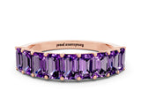 Rose gold Emerald Cut Amethyst Prong-Set Eternity Band_6