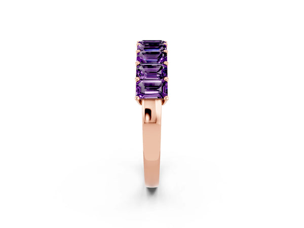 Rose gold Emerald Cut Amethyst Prong-Set Eternity Band