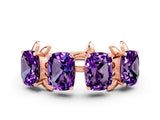 Rose gold Emerald Cut Amethyst Prong-Set Half Eternity Band_18