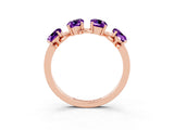 Rose gold Emerald Cut Amethyst Prong-Set Half Eternity Band_21
