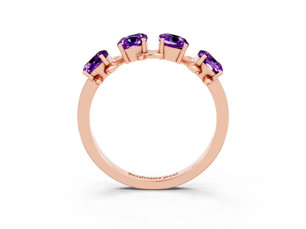 Rose gold Emerald Cut Amethyst Prong-Set Half Eternity Band