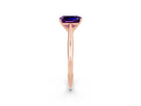 Rose gold Emerald Cut Amethyst Solitaire Engagement Ring with Cathedral Setting and Four-Prong Mount_26