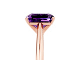 Rose gold Emerald Cut Amethyst Solitaire Engagement Ring with Cathedral Setting and Four-Prong Mount_29