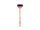Rose gold Emerald Cut Amethyst Solitaire Engagement Ring with Cathedral Setting and Four-Prong Mount_74