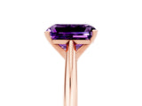 Rose gold Emerald Cut Amethyst Solitaire Engagement Ring with Cathedral Setting and Four-Prong Mount_77
