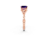 Rose gold Emerald Cut Amethyst Solitaire Engagement Ring with Celtic Knot Band and Four-Prong Setting_2