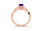 Rose gold Emerald Cut Amethyst Solitaire Engagement Ring with Celtic Knot Band and Four-Prong Setting_3