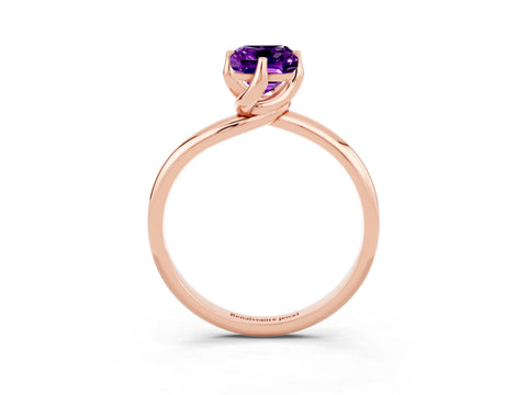 Rose gold Emerald Cut Amethyst Solitaire Engagement Ring with Four-Prong Setting and Classic Band_15