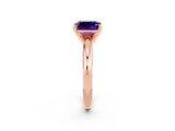 Rose gold Emerald Cut Amethyst Solitaire Engagement Ring with Round Band and Four-Prong Setting_2
