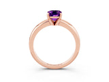 Rose gold Emerald Cut Amethyst Solitaire Engagement Ring with Round Band and Four-Prong Setting_3