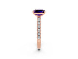 Rose gold Emerald Cut Amethyst Solitaire Pavé Band with Four-Prong Setting_2