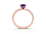 Rose gold Emerald Cut Amethyst Solitaire Pavé Band with Four-Prong Setting_3