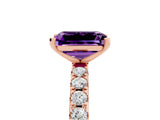 Rose gold Emerald Cut Amethyst Solitaire Pavé Band with Four-Prong Setting_5