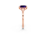 Rose gold Emerald Cut Amethyst Solitaire Ring with Flower Prong Setting and Classic Band_14