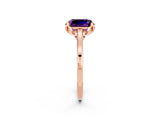 Rose gold Emerald Cut Amethyst Solitaire Ring with Flower Prong Setting and Classic Band_39