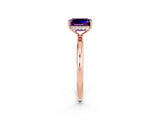 Rose gold Emerald Cut Amethyst Solitaire Ring with Thin Band and Four-Prong Setting_14