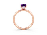 Rose gold Emerald Cut Amethyst Solitaire Ring with Thin Band and Four-Prong Setting_15