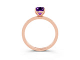 Rose gold Emerald Cut Amethyst Solitaire Ring with Thin Band and Prong Setting_15