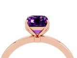 Rose gold Emerald Cut Amethyst Solitaire Ring with Thin Band and Prong Setting_16