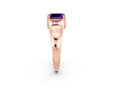 Rose gold Emerald Cut Amethyst Solitaire Ring with Wide Band and Prong Setting_2