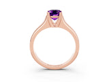 Rose gold Emerald Cut Amethyst Solitaire Ring with Wide Band and Prong Setting_3