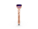 Rose gold Emerald Cut Amethyst Solitaire Twist Band Prong Setting Ring_50