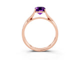 Rose gold Emerald Cut Amethyst Solitaire Twist Band Prong Setting Ring_51
