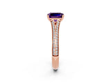 Rose gold Emerald Cut Amethyst Split Shank Engagement Ring with Pavé Band_2