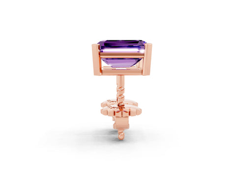 Rose gold Emerald Cut Amethyst Stud Earrings_32