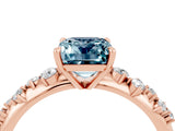 Rose gold Emerald Cut Aquamarine Cluster Side Stone Solitaire Ring with Prong Setting_28
