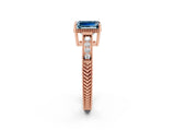 Rose gold Emerald Cut Aquamarine Engagement Ring with Milgrain Channel Set Band and Prong Setting_2