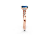 Rose gold Emerald Cut Aquamarine Engagement Ring with Side Stone Accents and Four-Prong Setting_29