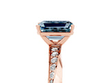 Rose gold Emerald Cut Aquamarine Engagement Ring with Side Stone Accents and Four-Prong Setting_32
