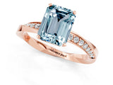 Rose gold Emerald Cut Aquamarine Engagement Ring with Side Stone Accents and Four-Prong Setting_61