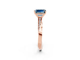 Rose gold Emerald Cut Aquamarine Engagement Ring with Side Stone Accents and Four-Prong Setting_62
