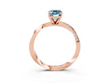 Rose gold Emerald Cut Aquamarine Engagement Ring with Side Stone Accents and Four-Prong Setting_63