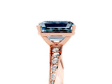 Rose gold Emerald Cut Aquamarine Engagement Ring with Side Stone Accents and Four-Prong Setting_65