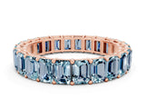 Rose gold Emerald Cut Aquamarine Eternity Band with Shared Prong Setting_6