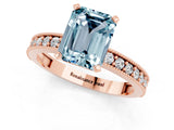 Rose gold Emerald Cut Aquamarine Milgrain Pavé Engagement Ring with Four-Prong Setting_13