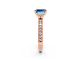 Rose gold Emerald Cut Aquamarine Milgrain Pavé Engagement Ring with Four-Prong Setting_14
