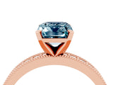Rose gold Emerald Cut Aquamarine Milgrain Pavé Engagement Ring with Four-Prong Setting_16