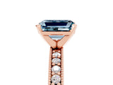 Rose gold Emerald Cut Aquamarine Milgrain Pavé Engagement Ring with Four-Prong Setting_17